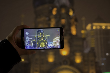 See the St.Soifa Church from a phone.の写真素材