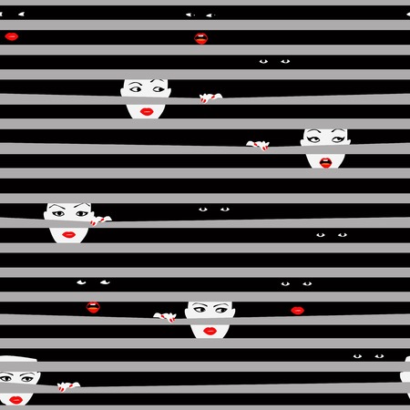 Seamless fashion girls and blindsのイラスト素材