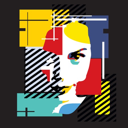 Fashion girl. Modern illustration. Cubismのイラスト素材