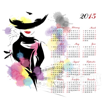2015 calendar with fashion girl.のイラスト素材