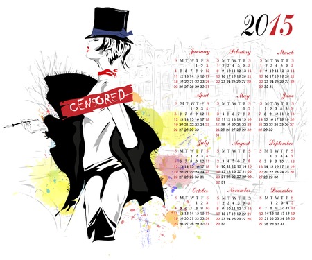 2015 calendar with fashion girl.のイラスト素材