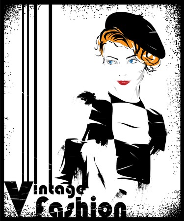 Fashion girl in sketch-style. Vector illustration.のイラスト素材