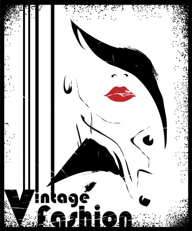 Fashion girl in sketch-style. Vector illustration.のイラスト素材