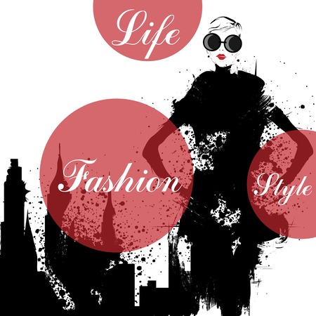 Fashion girl in sketch-style. Vector illustration.のイラスト素材