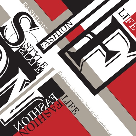 Fashion background, typographics. Letters on a red backgroundのイラスト素材