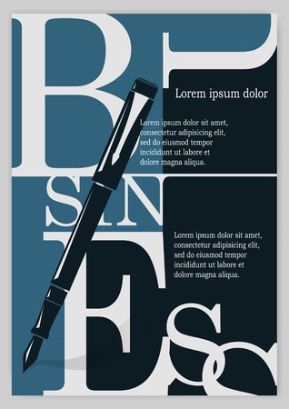 Business background, typographics. Letters on a blue and black backgroundのイラスト素材