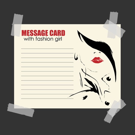 Message card with fashion girlのイラスト素材
