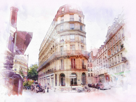 beautiful image of Paris on watercolor backgroundの写真素材