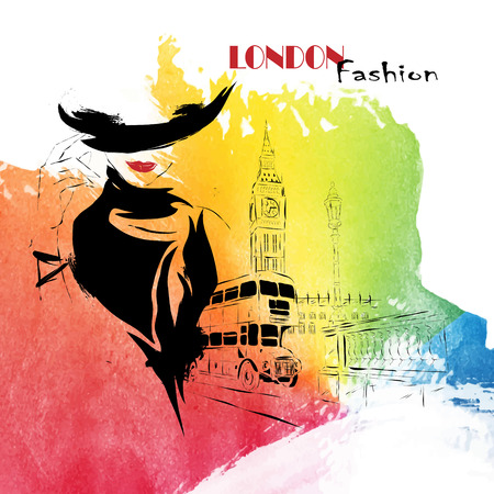 Fashion girl in sketch-style.のイラスト素材