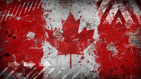Canada grunge flag on the wall. Vintage, retro style.の写真素材