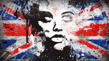 Modern teenage girl on grunge background. Grunge style. Modern generation.の写真素材