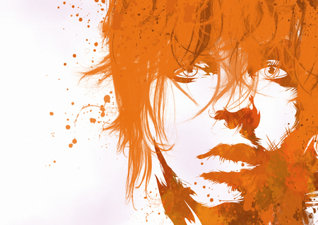 Fashion woman's face. Grunge illustrationの写真素材