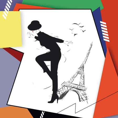 Fashion girl in sketch-style. のイラスト素材