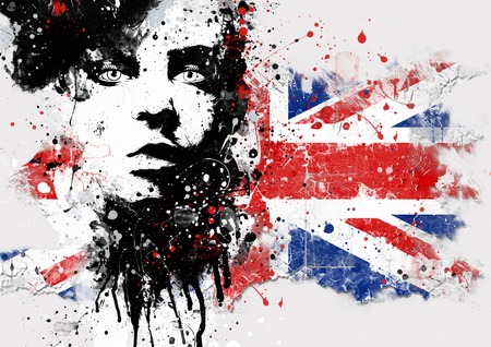 Fashion girl in sketch-style. Grunge illustration.の写真素材