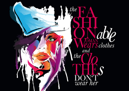 Fashion Illustration, woman with quoteのイラスト素材