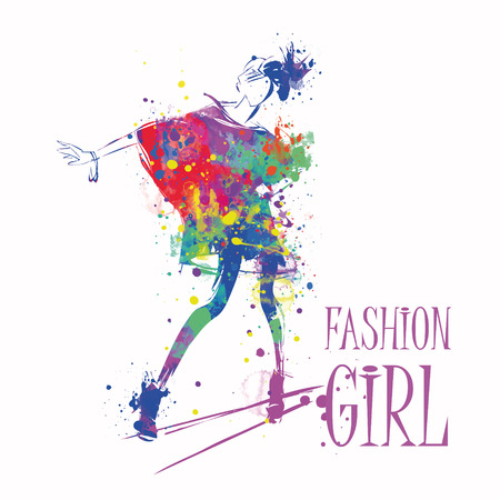 Fashion girl in sketch-style. Vector illustration.のイラスト素材