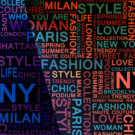 STYLE and FASHION word cloud concept. Modern illustrationの写真素材
