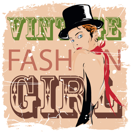 Fashion girl in sketch-style. Vector illustration.のイラスト素材