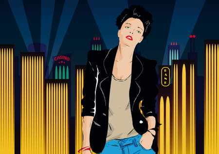 Fashion girl in sketch-style. Vector illustration.のイラスト素材