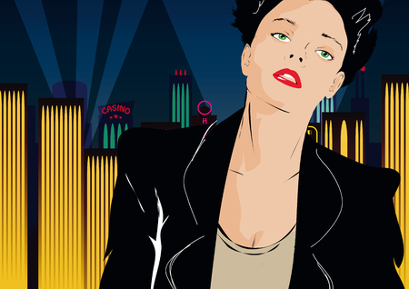 Fashion girl in sketch-style.のイラスト素材