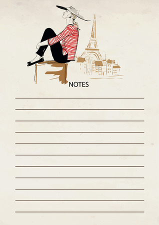 Fashion girl in sketch-style.のイラスト素材