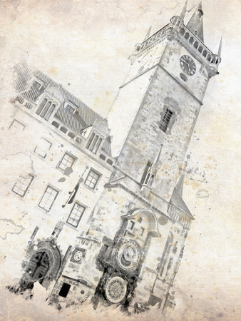 Vintage view of P on the grunge poster, grunge illustrationの写真素材