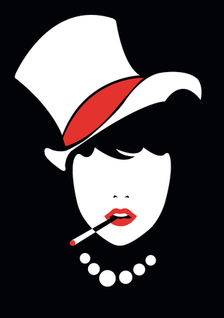 Fashion girl in  retro style. illustration.のイラスト素材