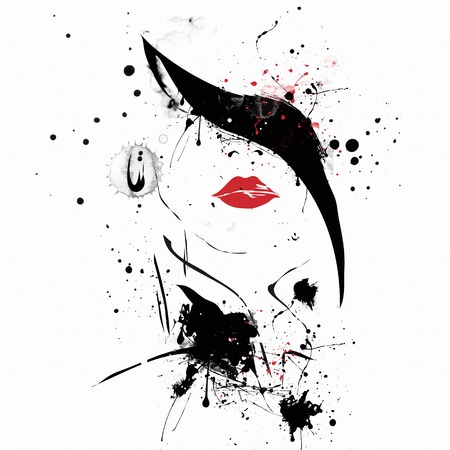 Modern teenage girl on grunge background. Grunge style. Modern generation.の写真素材