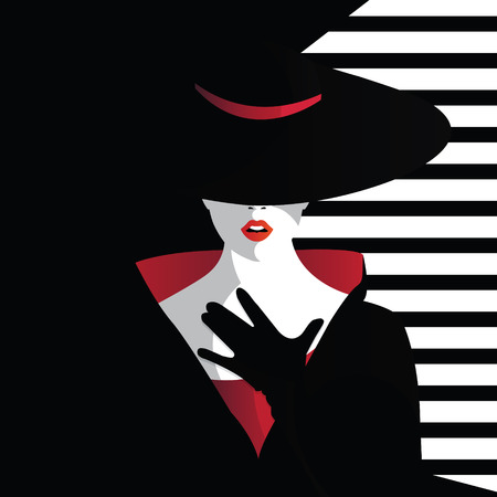 Fashion girl in retro styleのイラスト素材