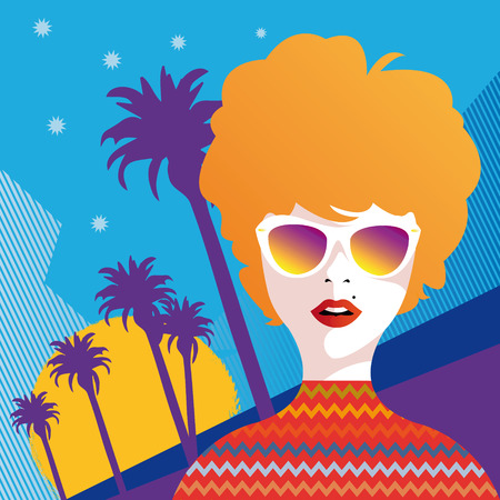 Fashion girl in  retro style.のイラスト素材