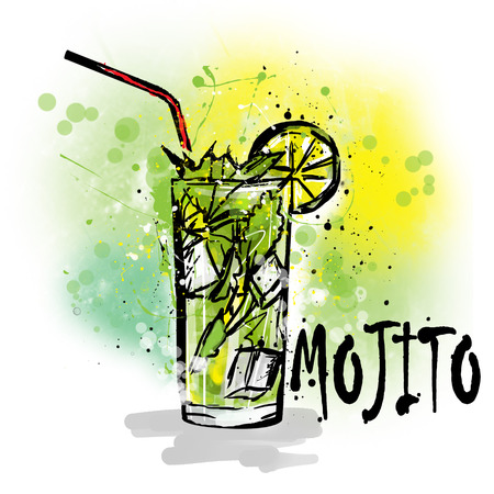 Hand drawn illustration of cocktail. MOJITO COCKTAIL.の写真素材