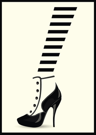 Woman legs in fashion high heels shoes. Pop art illustration.のイラスト素材