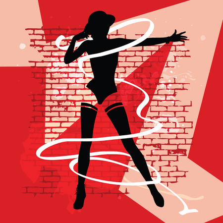 Black silhouette of beautiful womanのイラスト素材