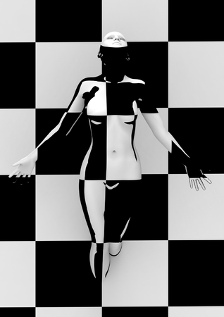 Opt Art Illustration with stylish woman. Optical Illusion. Abstract background.の写真素材