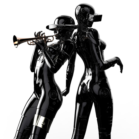 3D illustration. Two the stylish cyborg the woman.の写真素材