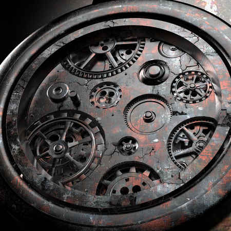 Rusty mechanism in the old clockの写真素材