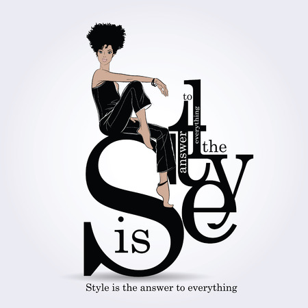 Fashion quote with fashion woman in sketch style. vector illustration.のイラスト素材