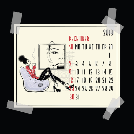 December on an  American and Canadian calendarのイラスト素材