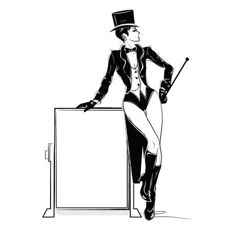 The fashion girl in sketch style.のイラスト素材