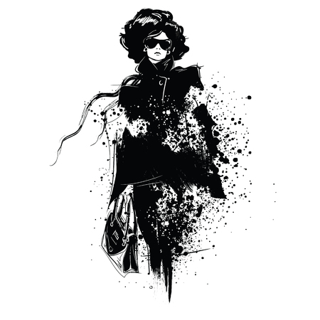 Fashion girl in sketch styleのイラスト素材