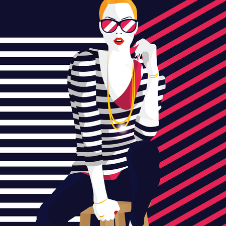 Fashion woman in style pop art. Vector illustrationのイラスト素材