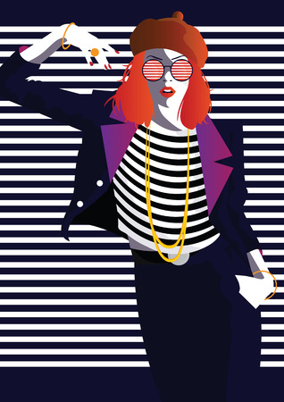 Fashion woman in style pop art. Vector illustrationのイラスト素材