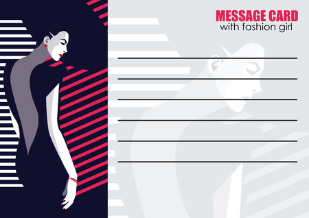 Business cards with fashion woman in style Pop artのイラスト素材