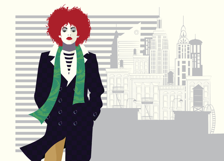 Fashion woman in style pop art in New York.のイラスト素材