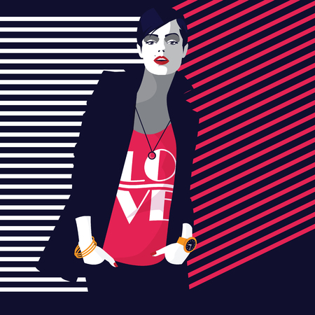 Fashion woman in style pop art.のイラスト素材