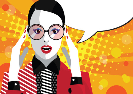 A frame from comic book with fashion woman in style Pop art.のイラスト素材
