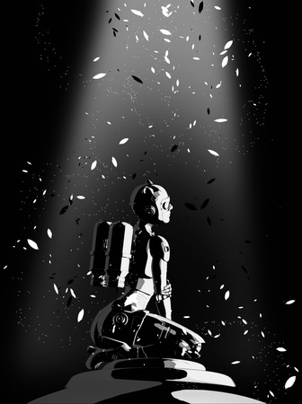 Fashion cyborg woman on blackの写真素材
