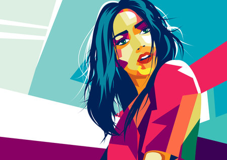 Fashion illustration of woman in style pop art.