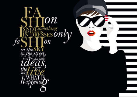 Fashion quote with fashion woman. Vector illustrationのイラスト素材