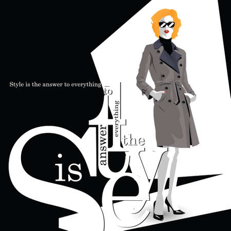 Fashion quote with fashion woman. Vector illustrationのイラスト素材